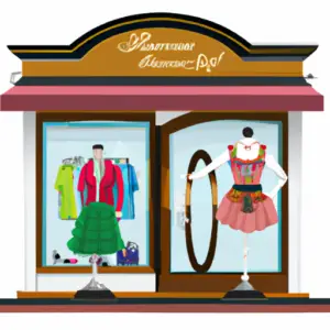An illustration of a small boutique clothing store with the latest fashion.