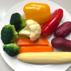 A plate of fresh, colorful vegetables.