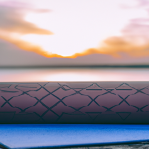 A yoga mat in front of a sunrise.