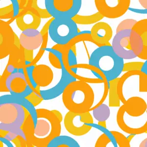 A colorful abstract pattern of overlapping circles and lines.