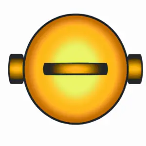 A barbell with a gradient of colors from yellow to orange.