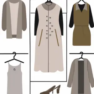 A neutral-colored fashion wardrobe with a variety of textures and silhouettes.