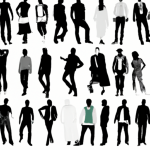 A collage of diverse silhouettes wearing different clothing styles.
